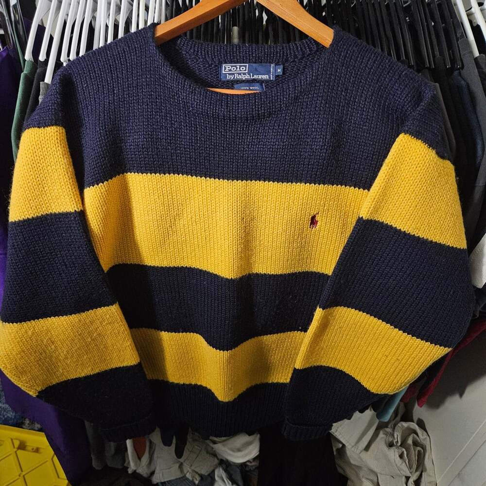 Polo Ralph Lauren Striped Wool Sweater Size M Blue Yellow
